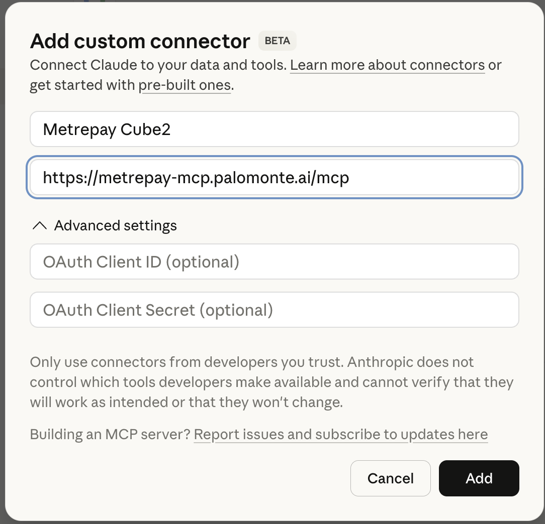 Add custom connector